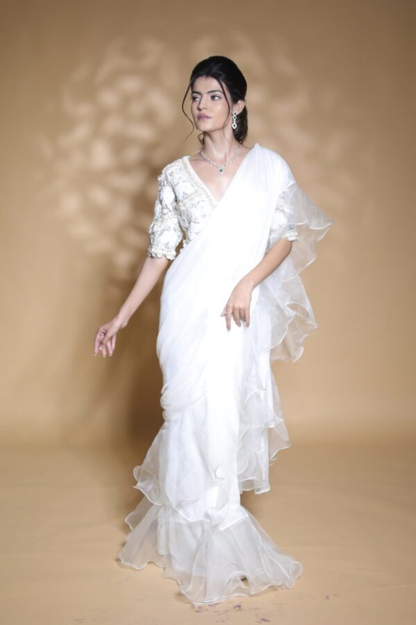 Pearl Whisper White Saree Set